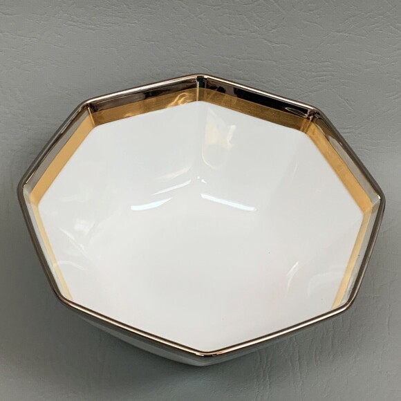 Fitz & Floyd Platine d' Or 7" Bowl Octagon Octagonal Gold Platinum - Picture 3 of 7